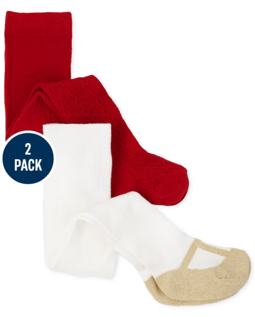 Baby Girls Shoe Tights 2-Pack