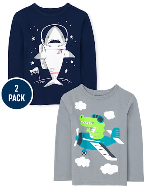 Lot de 2 t-shirts à imprimé animal pour tout-petits garçons