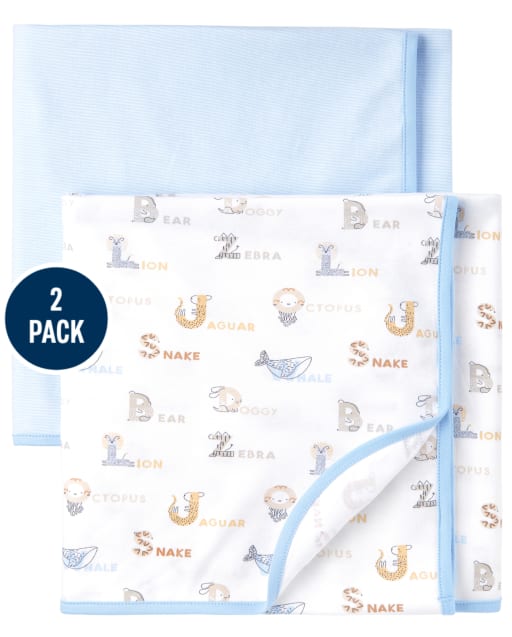 Baby Boys Animals Swaddle Blanket 2-Pack
