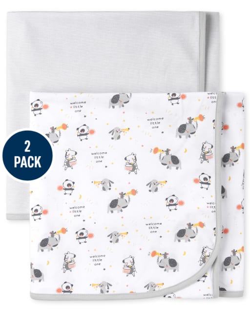 Baby Animals Swaddle Blanket 2-Pack
