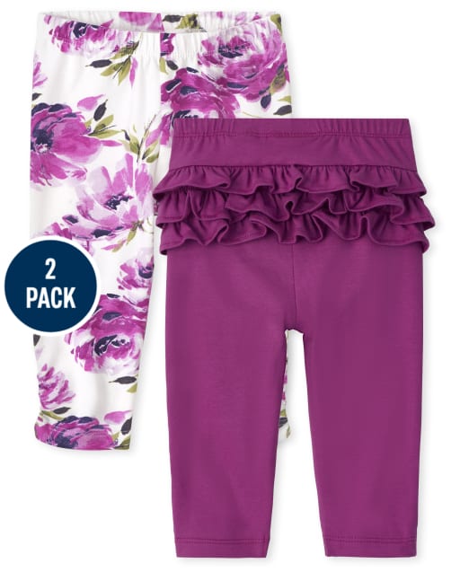 Baby Girls Floral Ruffle Pants 2-Pack