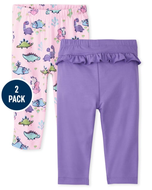 Lot de 2 pantalons à volants motif dinosaure pour bébé fille