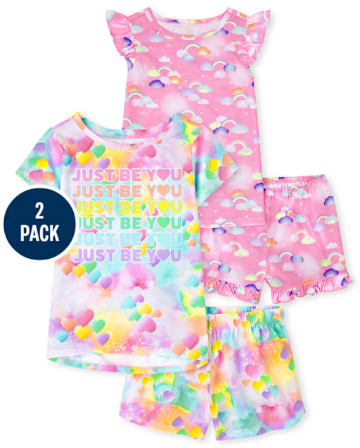Girls Heart Rainbow Pajamas 2-Pack