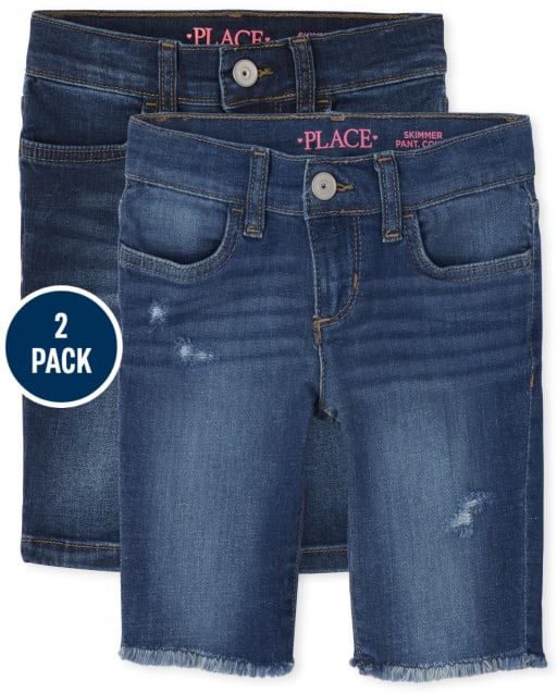 Girls Denim Skimmer Shorts 2-Pack