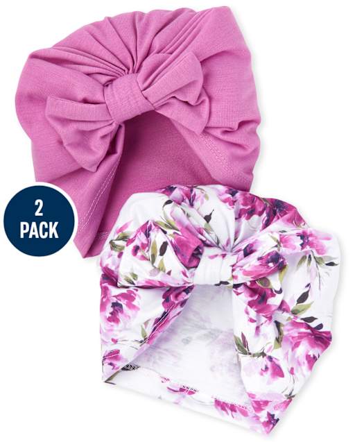 Baby Girls Floral Bow Turban Headwrap 2-Pack