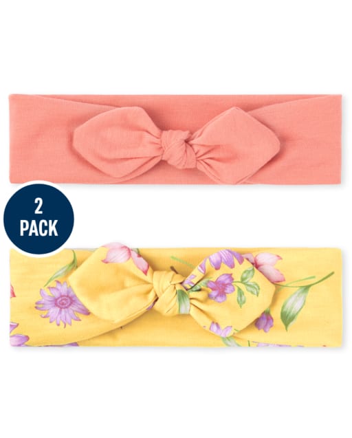 Lot de 2 bandeaux à nœud floral pour bébé fille