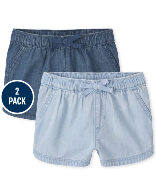 Toddler Girls Denim Pull On Shorts 2-Pack