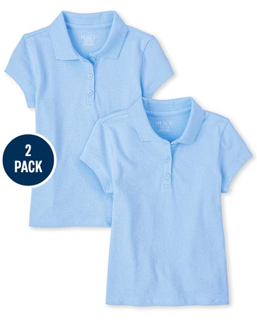 Polo de piqué con volantes de uniforme para niñas, paquete de 2