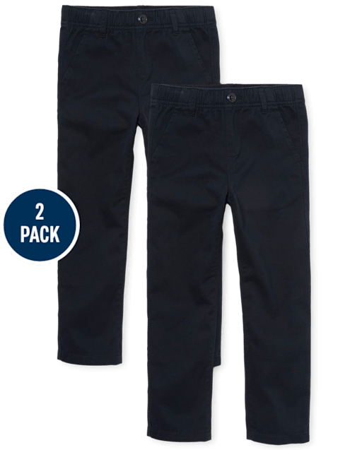 Lot de 2 pantalons chino droits à enfiler pour garçon