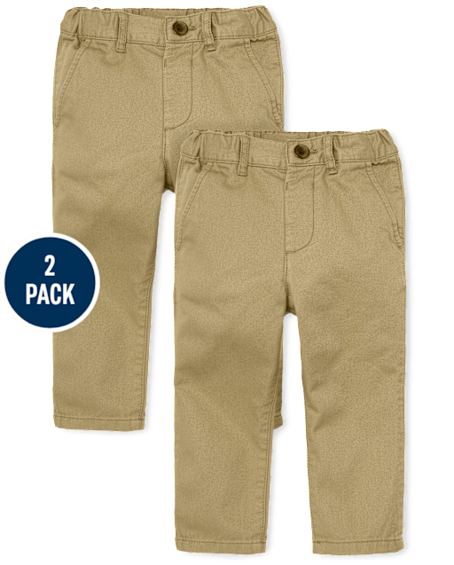 Baby And Toddler Boys Uniform Stretch Straight Chino Pants 2-Pack