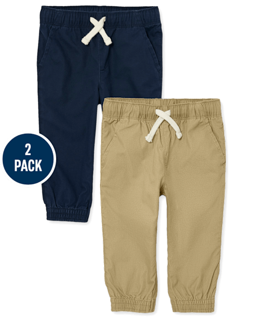 Lot de 2 pantalons de jogging extensibles à enfiler pour bébés et tout-petits garçons