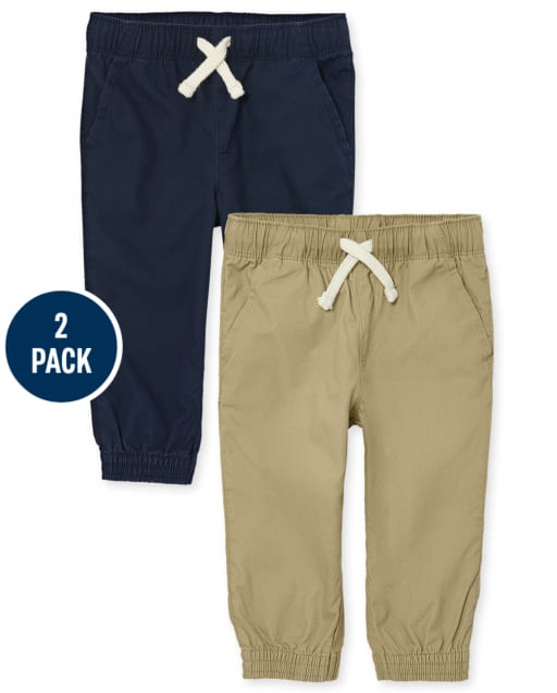 Paquete de 2 pantalones deportivos elásticos uniformes para bebés y niños pequeños