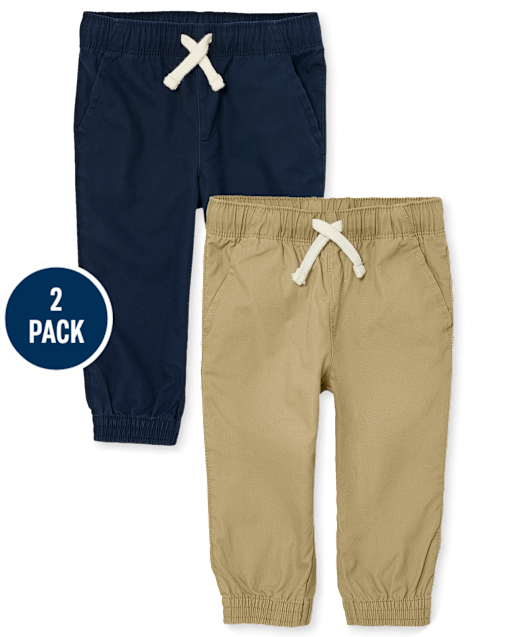 Baby And Toddler Boys Stretch Pull On Jogger Pants 2-Pack