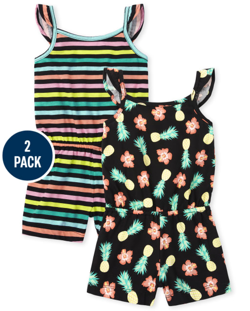 Toddler Girls Print Flutter Romper 2-Pack