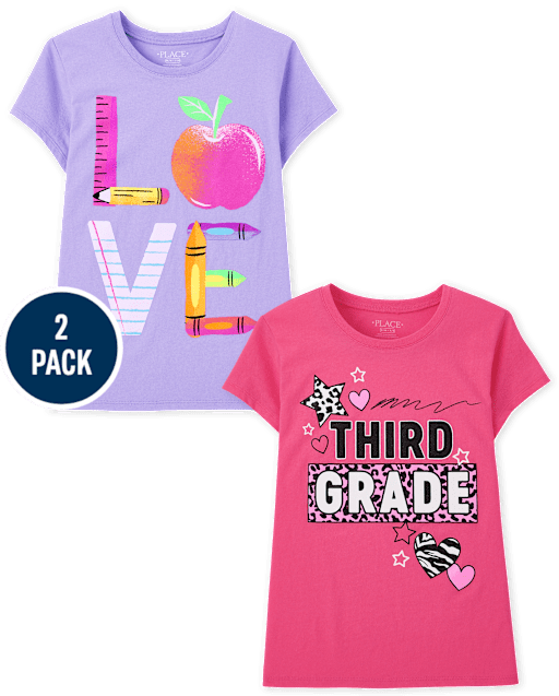 Girls Third Grade Graphic Tee 2-Pack