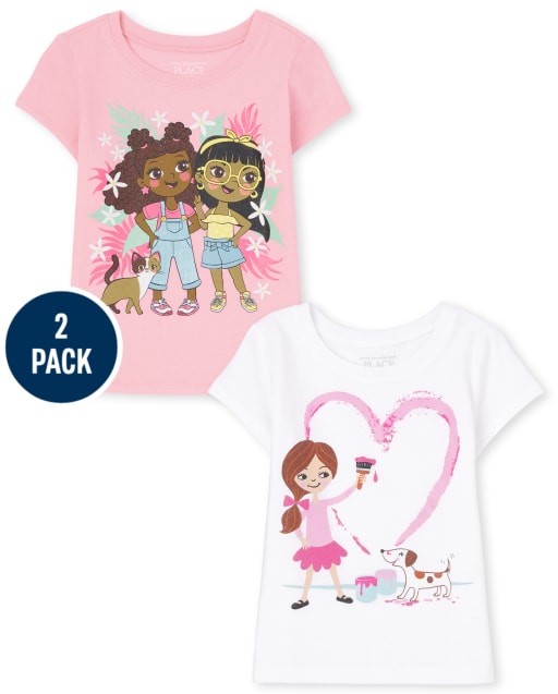 Baby And Toddler Girls Girls Graphic Tee 2-Pack