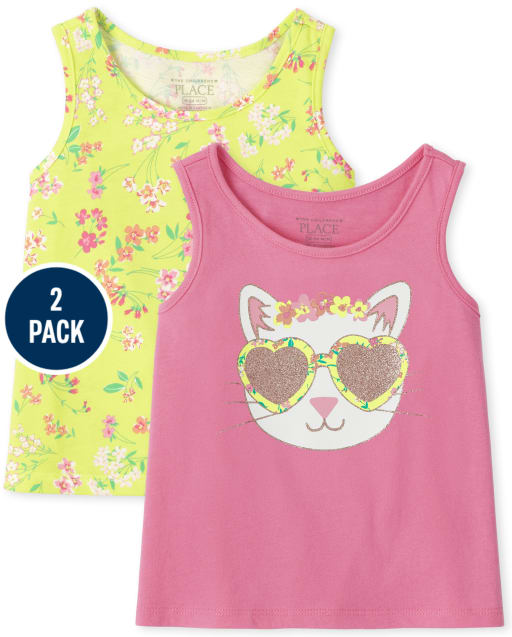 Toddler Girls Graphic Tank Top 2-Pack