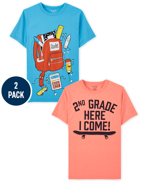 Lot de 2 t-shirts graphiques 2e année pour garçon