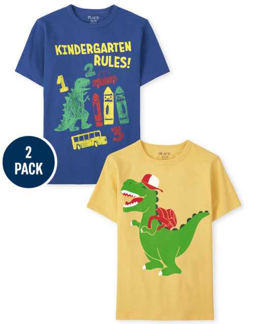 Lot de 2 t-shirts graphiques Dino de maternelle pour garçons