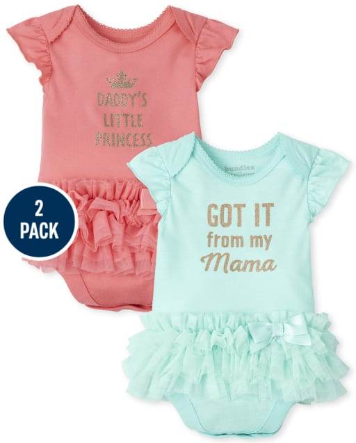 Baby Girls Princess Tutu Bodysuit 2-Pack