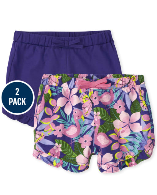 Lot de 2 shorts à volants et flamants roses pour bébé fille