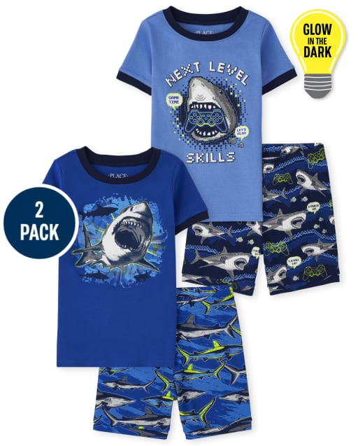 Lot de 2 pyjamas en coton ajustés Glow Shark Gamer pour garçon