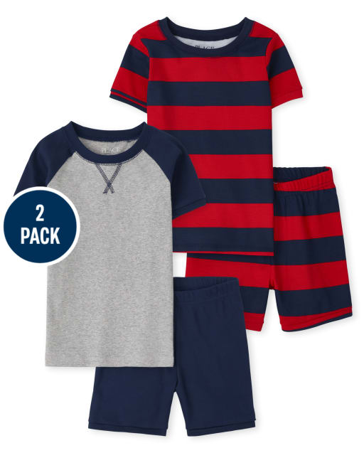 Lot de 2 pyjamas en coton ajustés à rayures pour garçon