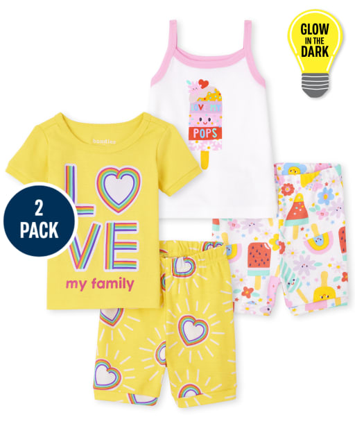 Lot de 2 pyjamas en coton ajustés Glow Love Popsicle pour bébé et toute-petite fille