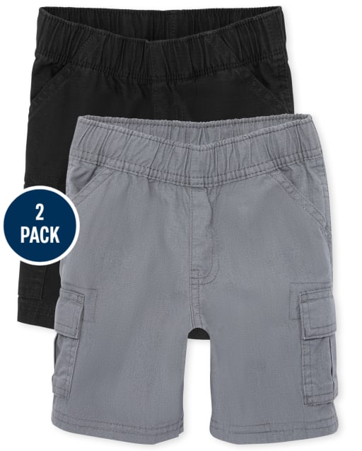 Paquete de 2 pantalones cortos tipo cargo de uniforme para niños pequeños