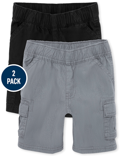 Baby And Toddler Boys Pull On Cargo Shorts 2-Pack