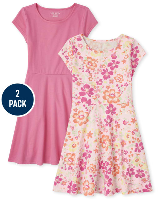 Girls Print Everyday Dress 2-Pack