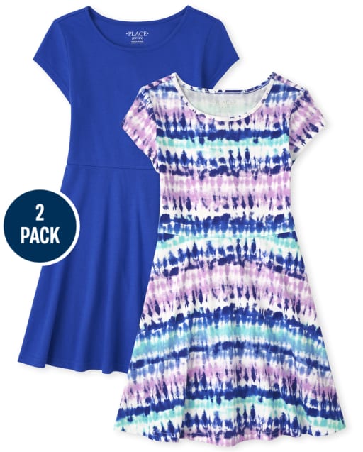 Girls Print Everyday Dress 2-Pack
