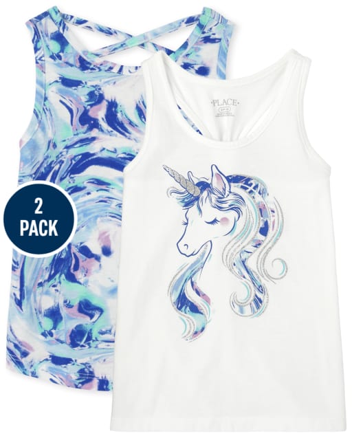 Lot de 2 débardeurs licorne pour filles