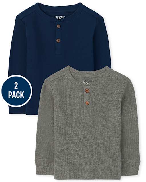 Toddler Boys Thermal Henley Top 2-Pack