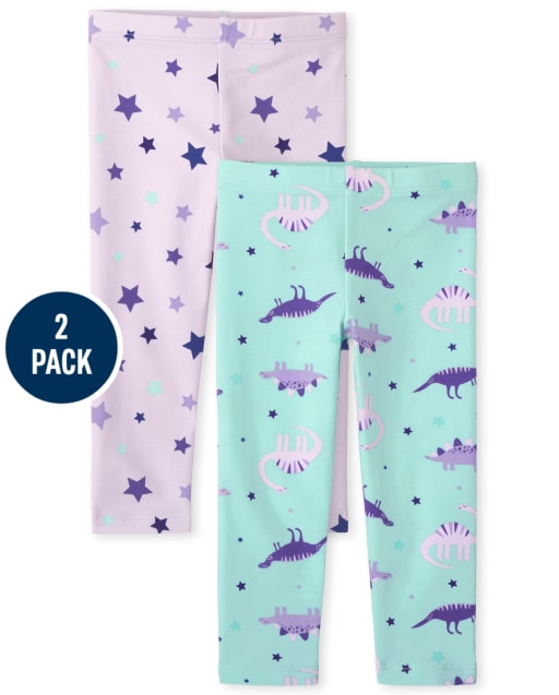 Toddler Girls Dino Star Leggings 2-Pack