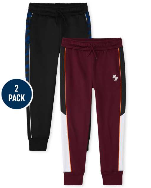 Boys Side Stripe Performance Jogger Pants 2-Pack