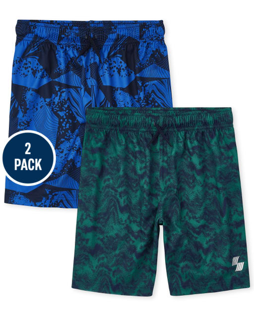 Boys Print Mesh Performance Basketball Shorts 2-Pack