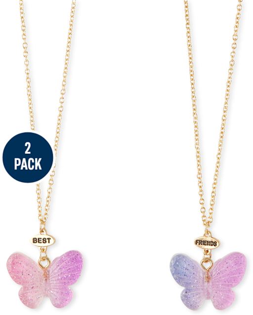 Girls Butterfly BFF Locket Necklace 2-Pack