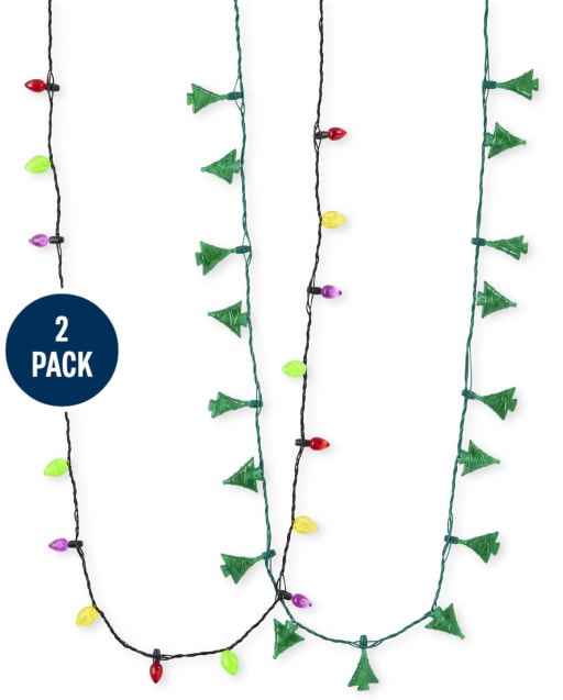 Girls Light Up Christmas Tree Necklace 2-Pack