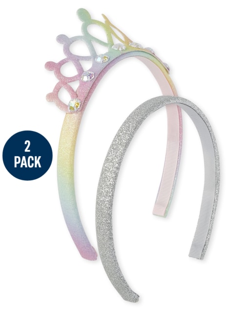 Toddler Girls Glitter Tiara Headband 2-Pack
