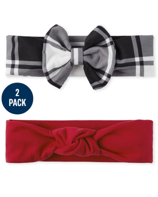 Toddler Girls Plaid Bow Headwrap 2-Pack