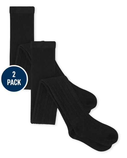 Girls Cable Knit Tights 2-Pack