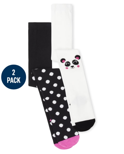 Toddler Girls Panda Tights 2-Pack