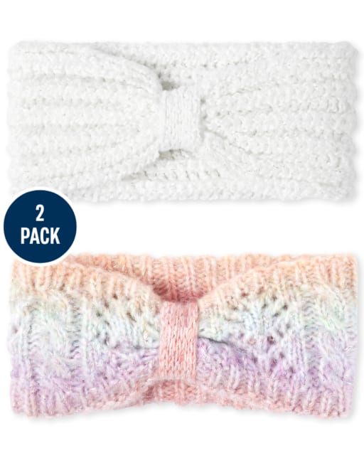 Lot de 2 bandeaux à nœud arc-en-ciel pour fille