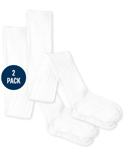 Girls Cable Knit Tights 2-Pack