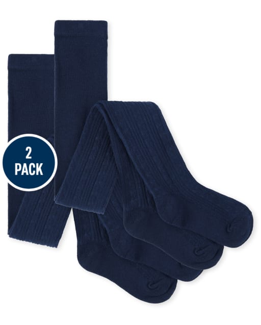 Girls Cable Knit Tights 2-Pack