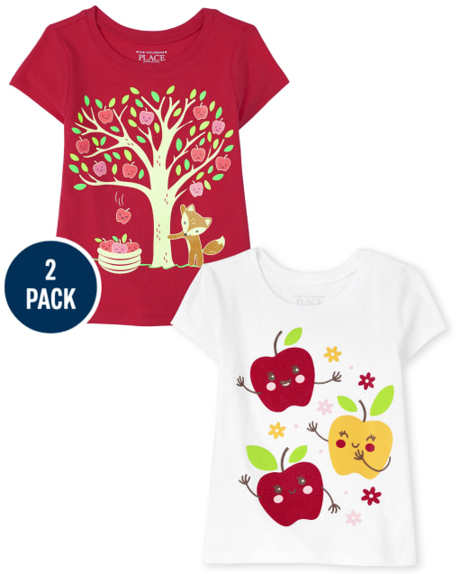 Lot de 2 t-shirts graphiques Apple pour toute-petite fille
