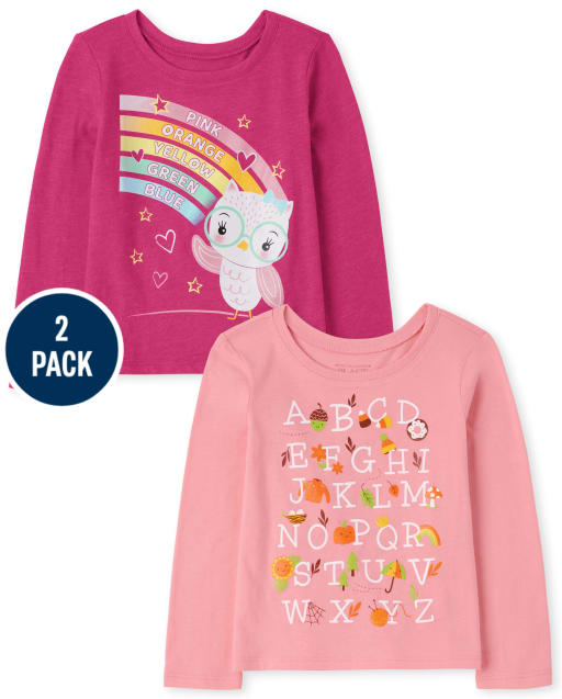 Baby And Toddler Girls Education Graphic Tee 2-Pack
