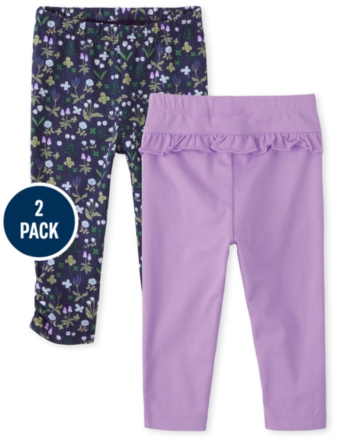 Baby Girls Floral Ruffle Pants 2-Pack
