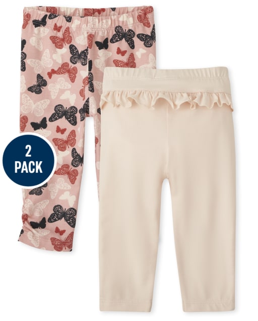 Baby Girls Butterfly Ruffle Pants 2-Pack